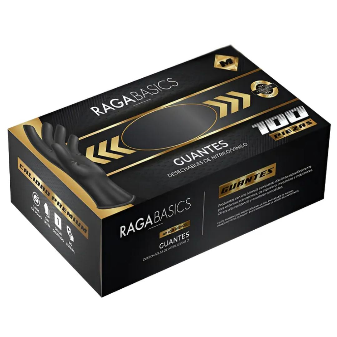 Caja Guantes Negros Nitrilo 100 pzas (50 Pares)