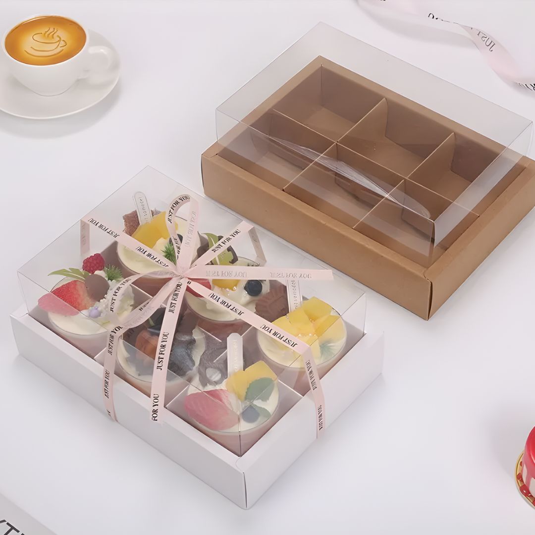 Caja Con Ventana Acetato Para 6 Cup Cakes, Pieza.