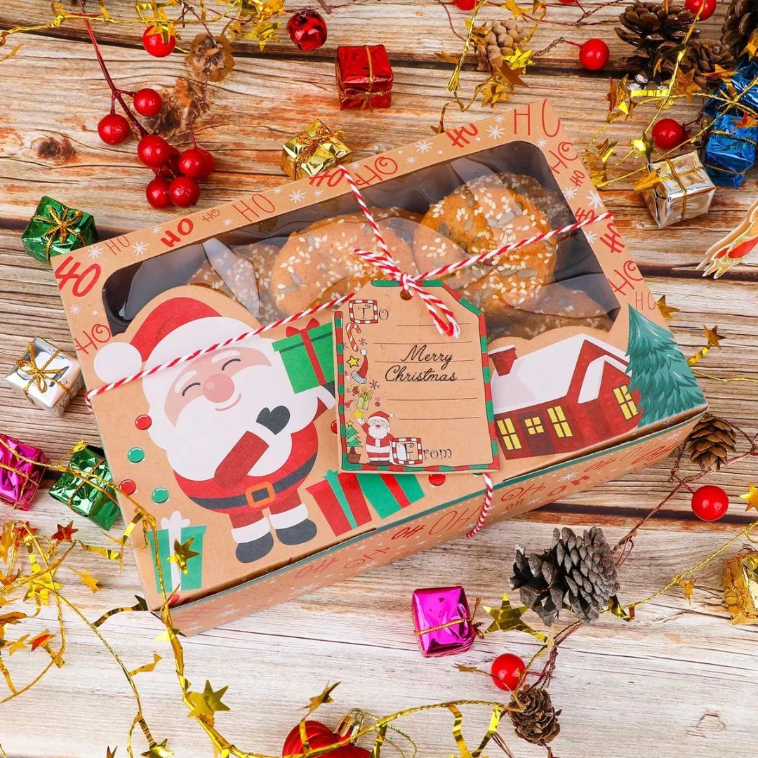 Caja Navideña Para Galletas Con Ventana Kraf 22X15X7cm, Pieza