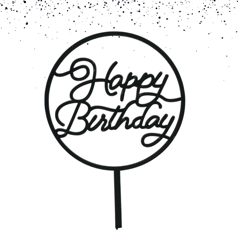 Cake Topper Happy Birthday Color Negro Modelos Varios