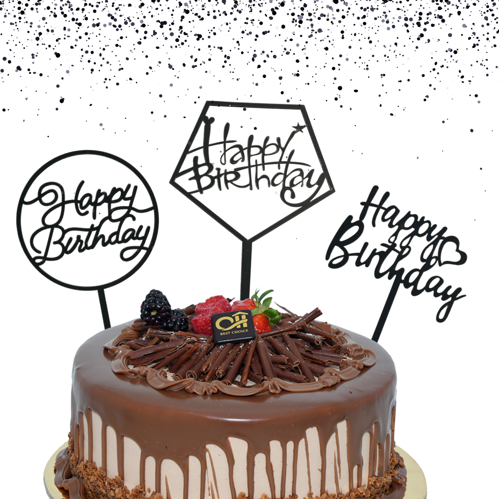 Cake Topper Happy Birthday Color Negro Modelos Varios