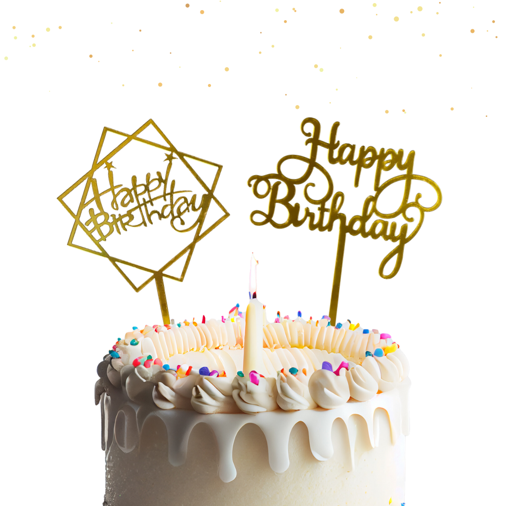 Cake Topper Happy Birthday Color Dorado, Modelos Varios