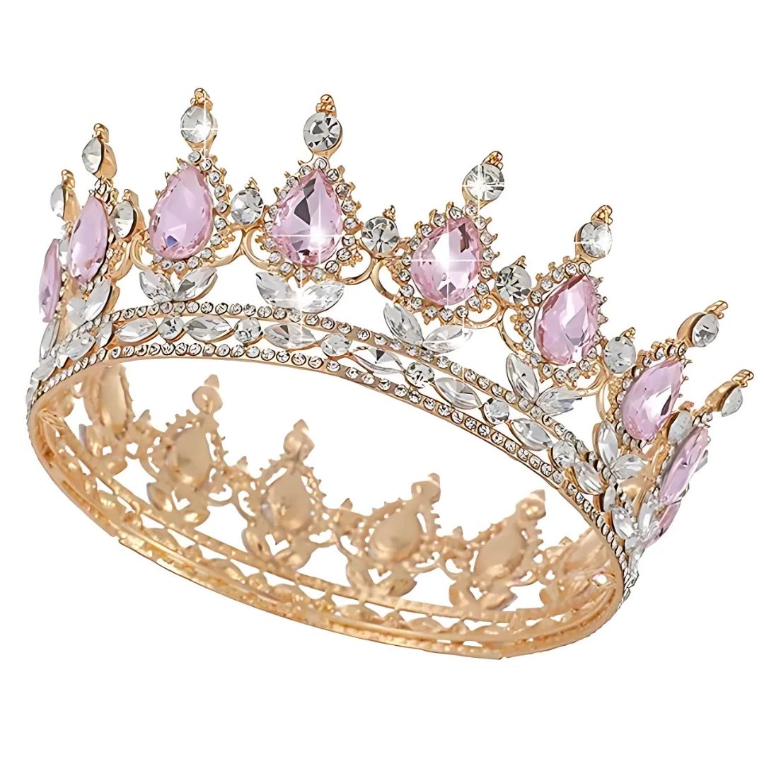 Corona Decorativa Jumbo Dorada con Rosa 12x5.5 cm