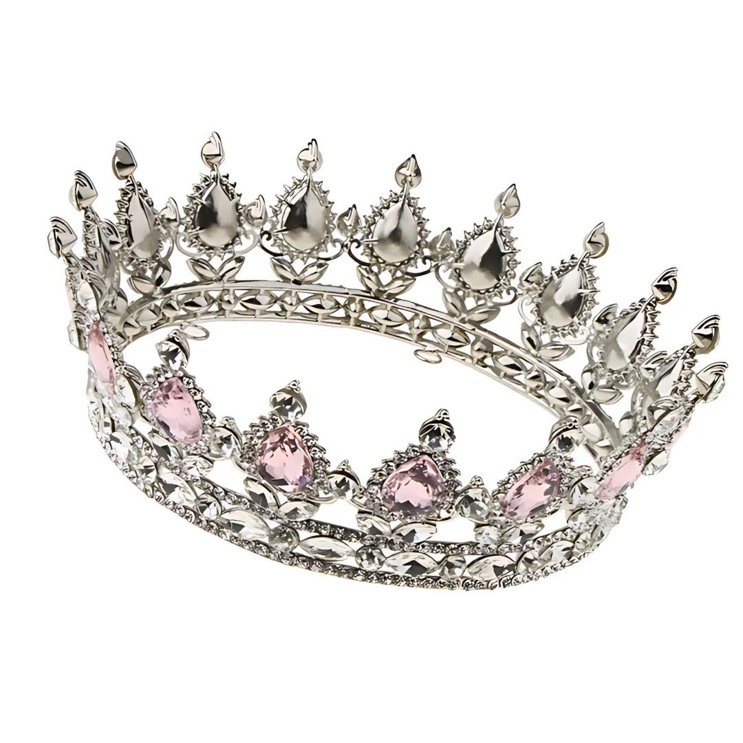 Corona Decorativa Jumbo Plata con Rosa 12x5.5 cm