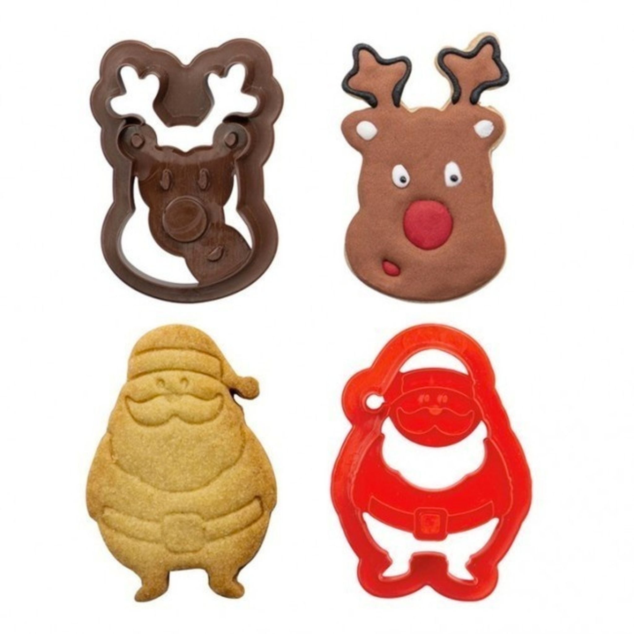 Cortador/Marcador Navidad Santa/Reno 2 Piezas 5-8cm, Plastico