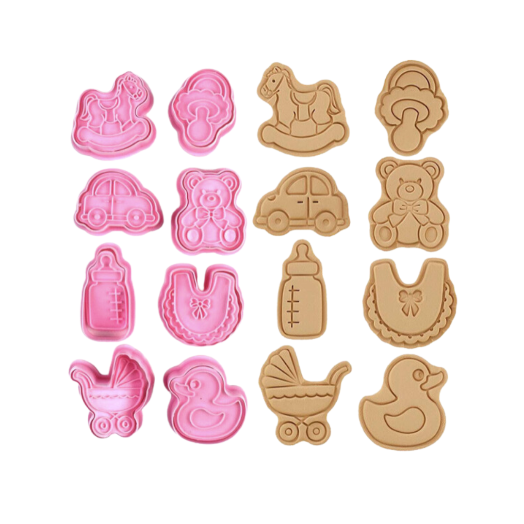 Cortador Marcador Plastico Baby Oso Chupon 8 Piezas, 6cm