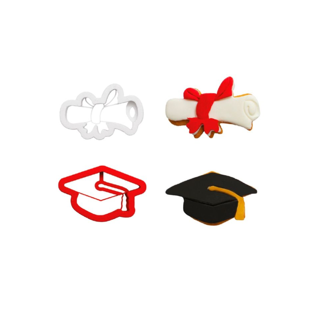 Cortador Marcador Plastico Birrete Gorro Graduacion 2 Piezas, 9cm