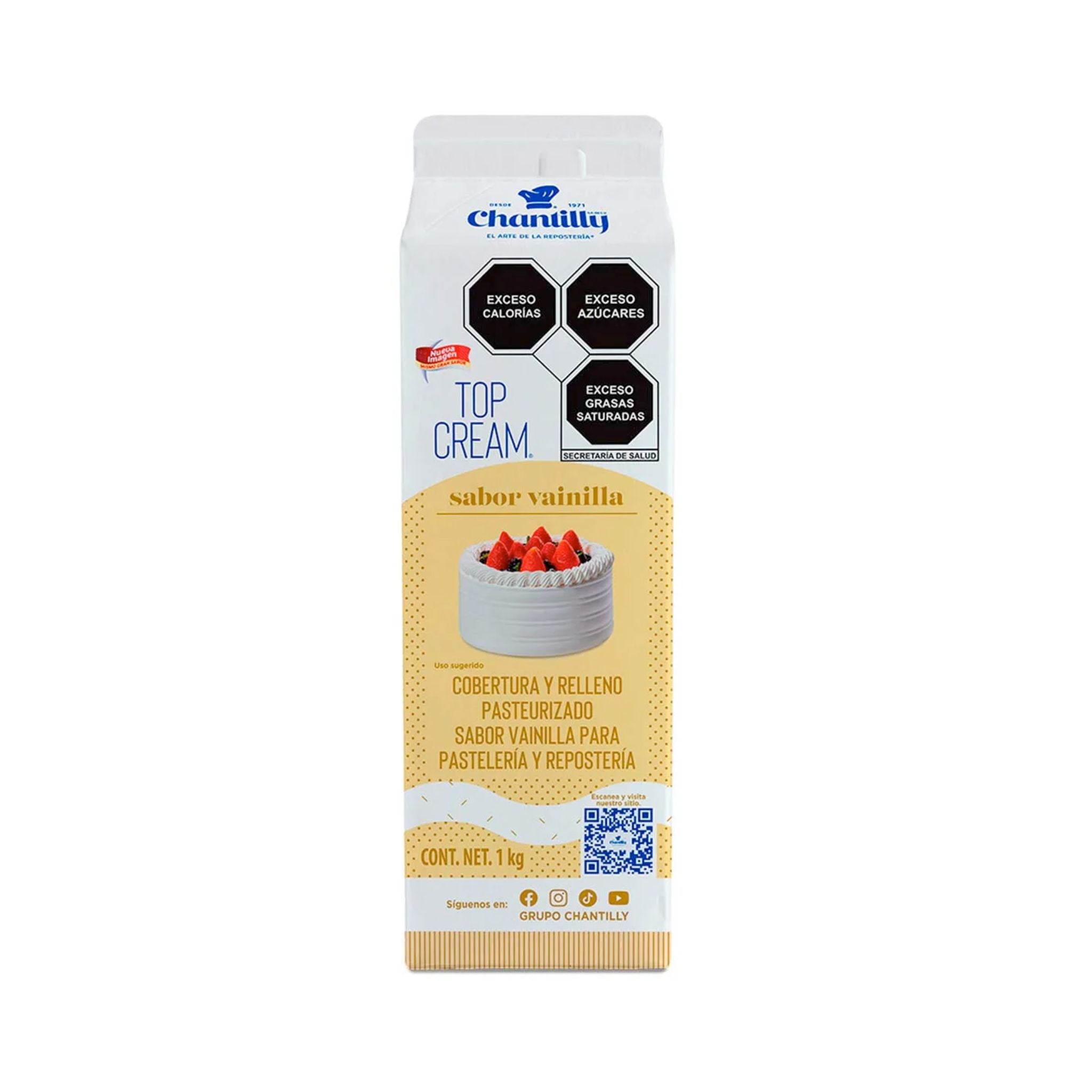 Crema Vegetal Para Batir Top Cream Sabor Vainilla 1Lt