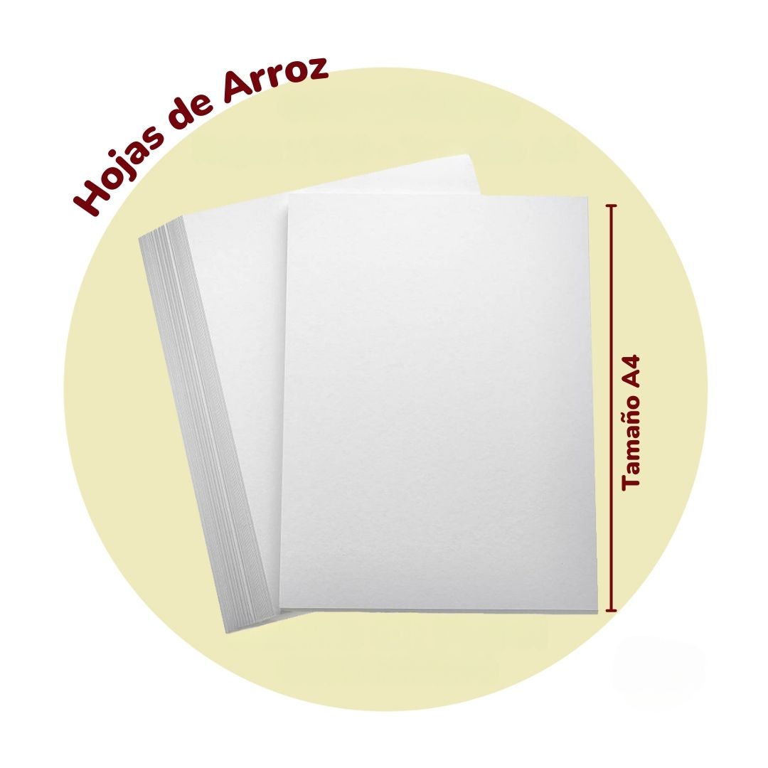 Hoja De Arroz Tamaño A4 Grosor Sencillo, Paq. 100 Piezas