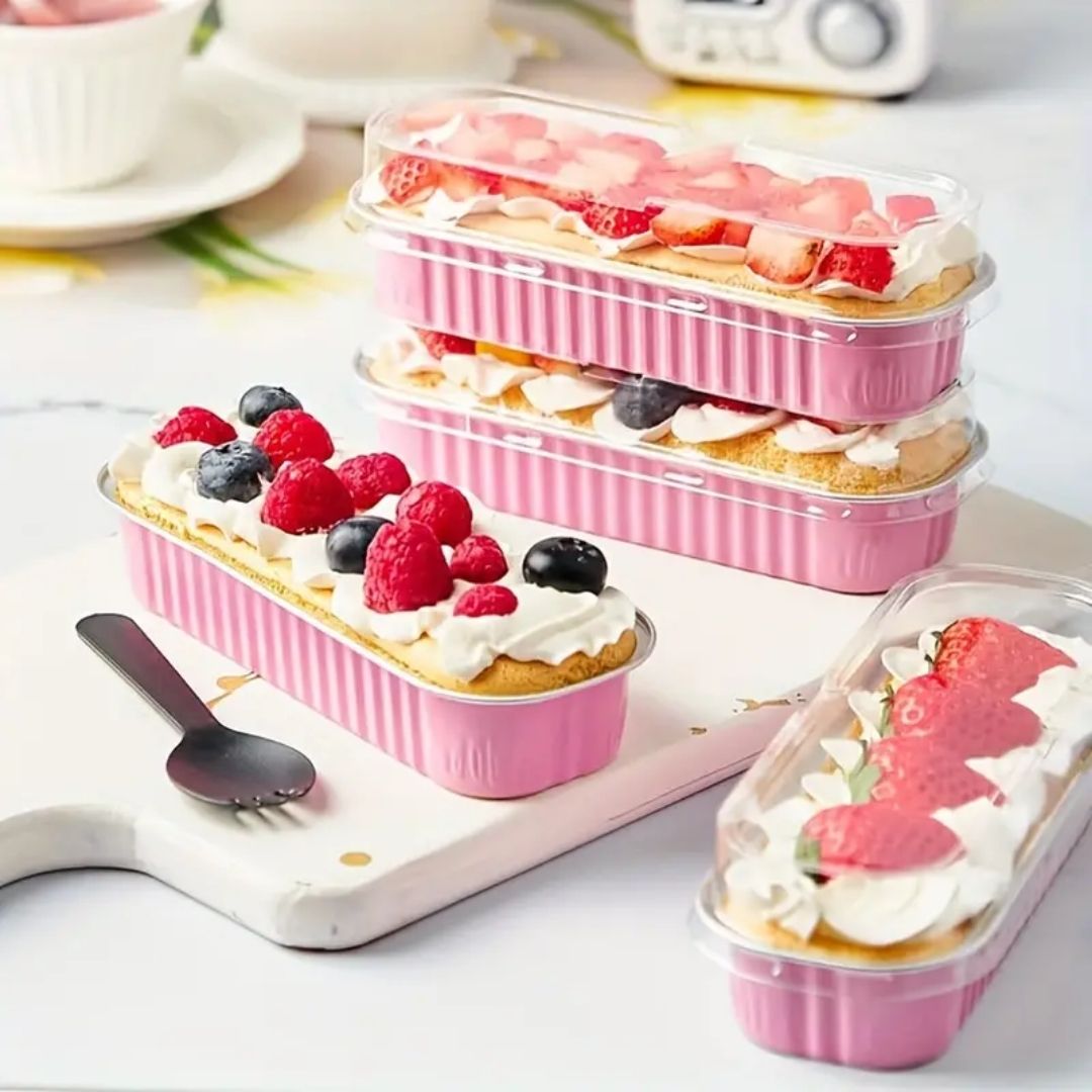 Molde Aluminio C/ Tapa Para Panque Mini 6-8oz 15x5x3, Paq.10 Piezas