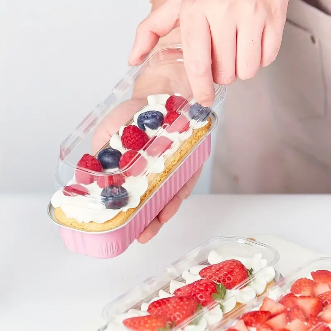 Molde Aluminio C/ Tapa Para Panque Mini 6-8oz 15x5x3, Paq.10 Piezas