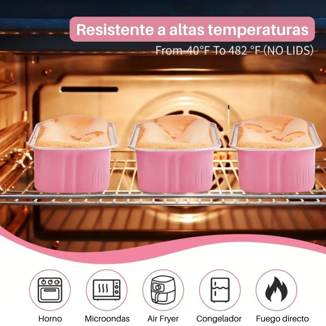 Molde Aluminio C/ Tapa Para Panque Mini 6-8oz 15x5x3, Paq.10 Piezas