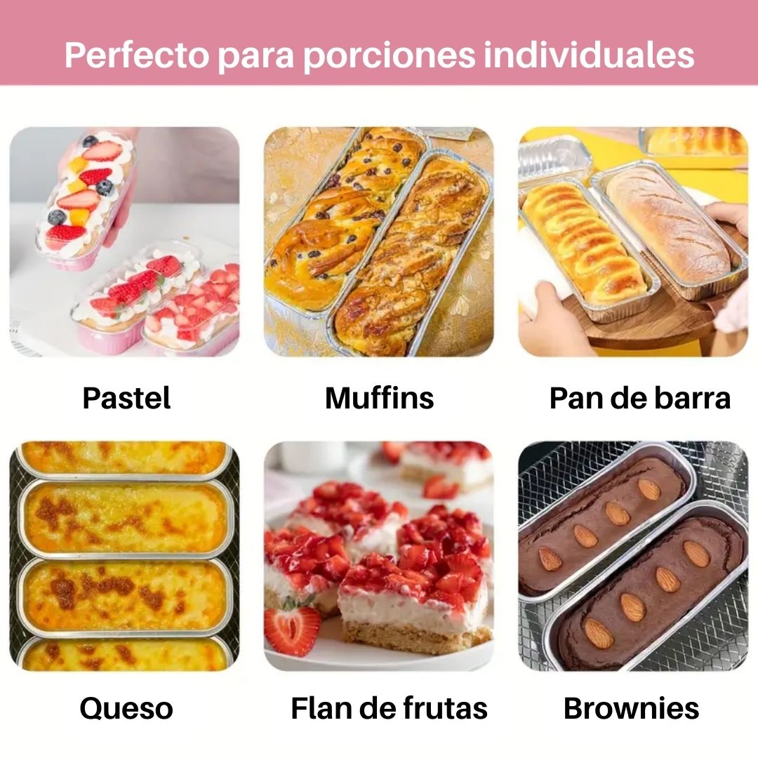 Molde Aluminio C/ Tapa Para Panque Mini 6-8oz 15x5x3, Paq.10 Piezas