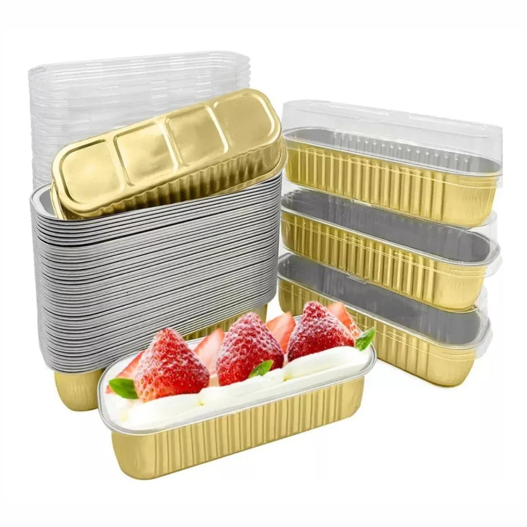 Molde Aluminio C/ Tapa Para Panque Mini 6-8oz 15x5x3, Paq.10 Piezas