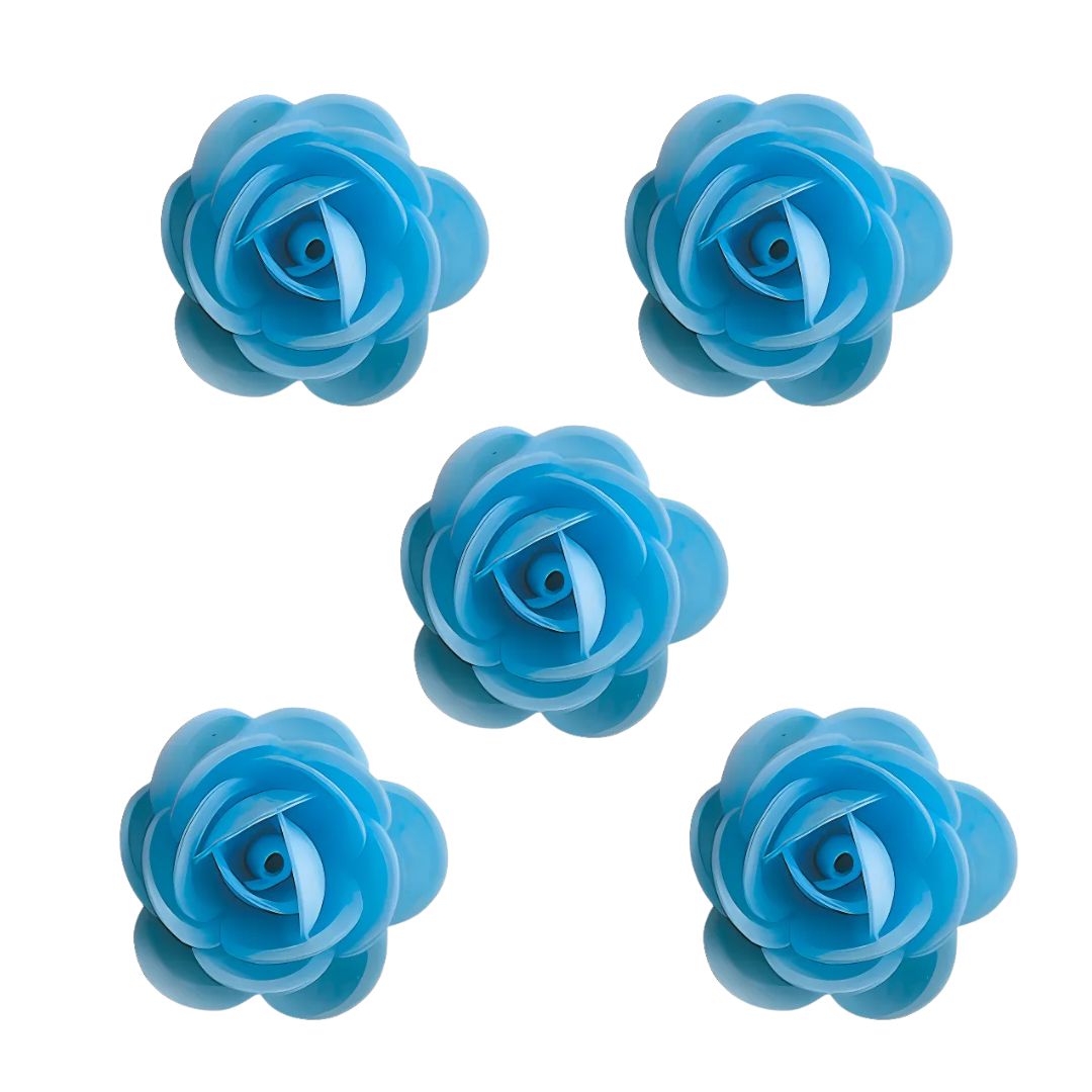Rosa Azul de Oblea 4.5cm 5 pzas
