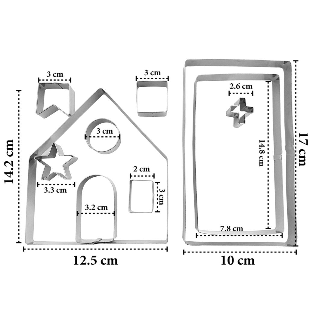 Set 10 Cortadores Para Formar Casita Navideña 3D