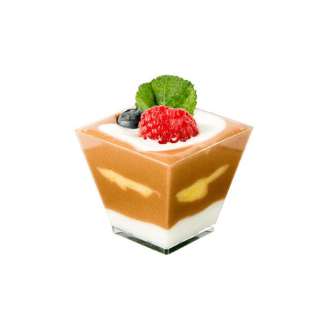 Vaso Postre Mini Piramide Cristal Paquete 2oz, 10 Piezas