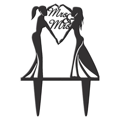 Adorno Novias MRS & MRS Corazon Negro - El Mundo de la Repostería