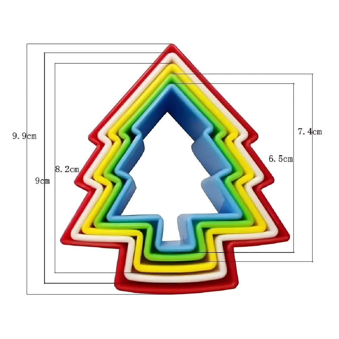 Set Cortadores Plastico Arbol Navidad 5 Piezas, 10-6cm