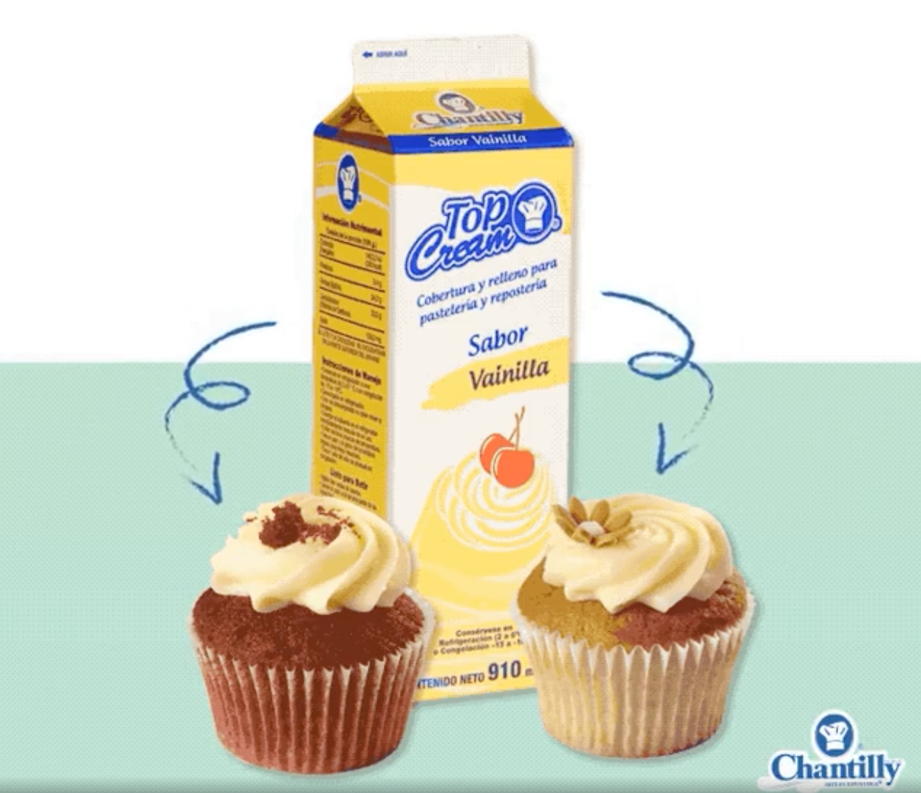 Crema Vegetal Para Batir Top Cream Sabor Vainilla 1Lt