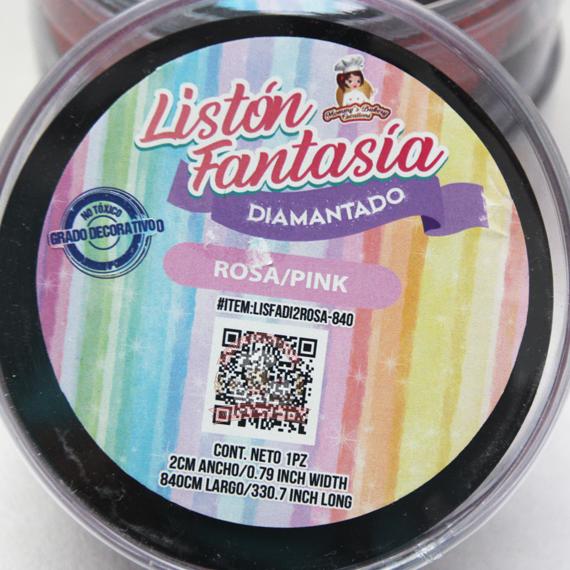 Liston Fantasia Diamantado Color Rosado: 2Cm Largo: 840Cm