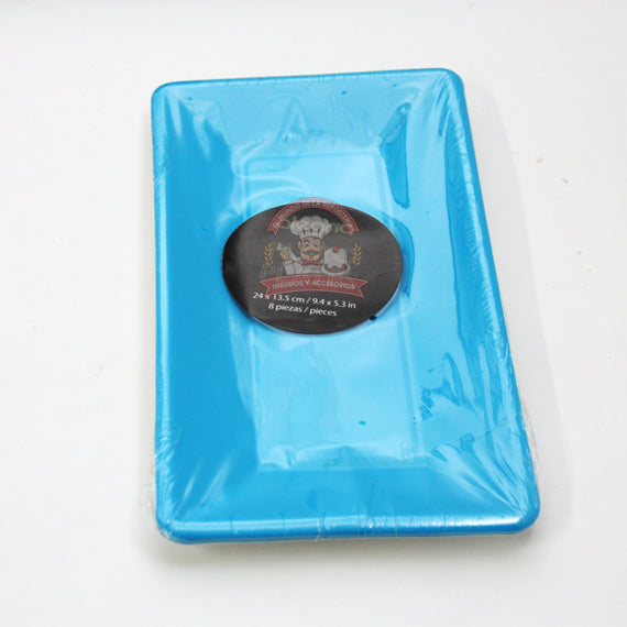 Charola Carton Azul 24x13cm, 8 Piezas