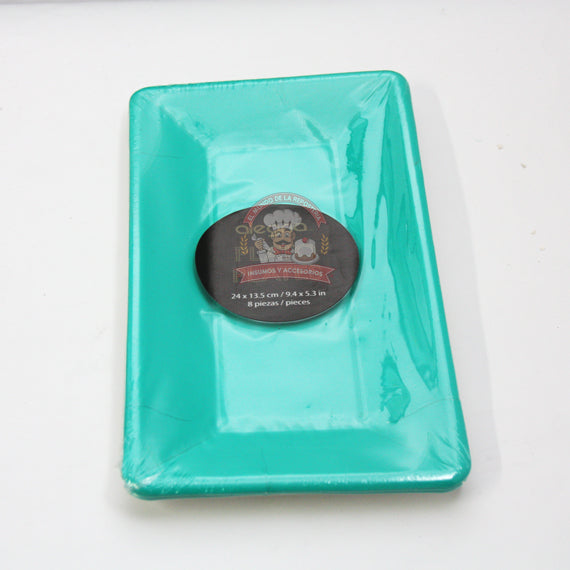 Charola Carton Aquamarina 24x13cm, 8 Piezas