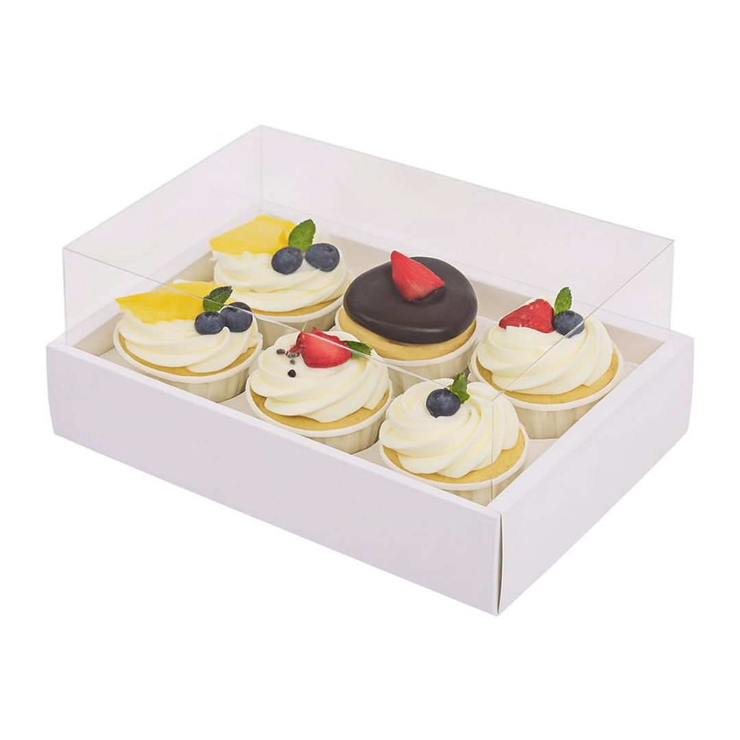 Caja Con Ventana Acetato Para 6 Cup Cakes, Pieza.