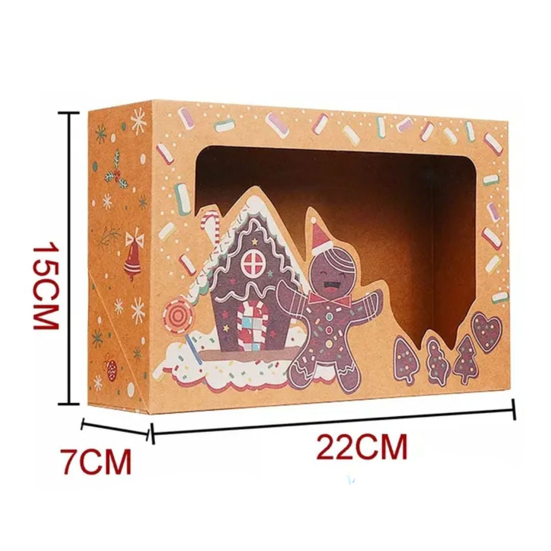 Caja Navideña Para Galletas Con Ventana Kraf 22X15X7cm, Pieza