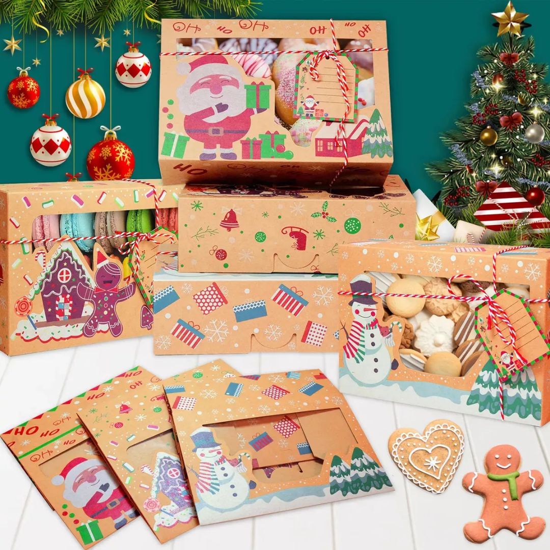 Caja Navideña Para Galletas Con Ventana Kraf 22X15X7cm, Pieza