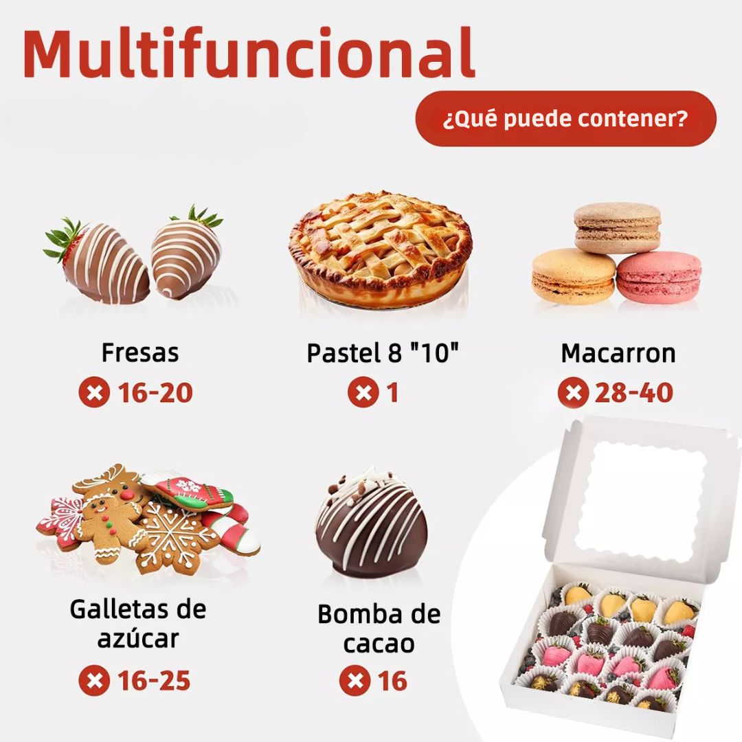 Caja Pastelera Con Ventana 25x25x6.5cm
