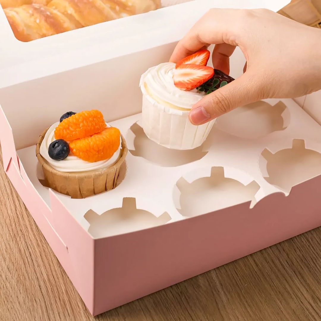 Caja Rosa Para Muffin 6 Cavidades