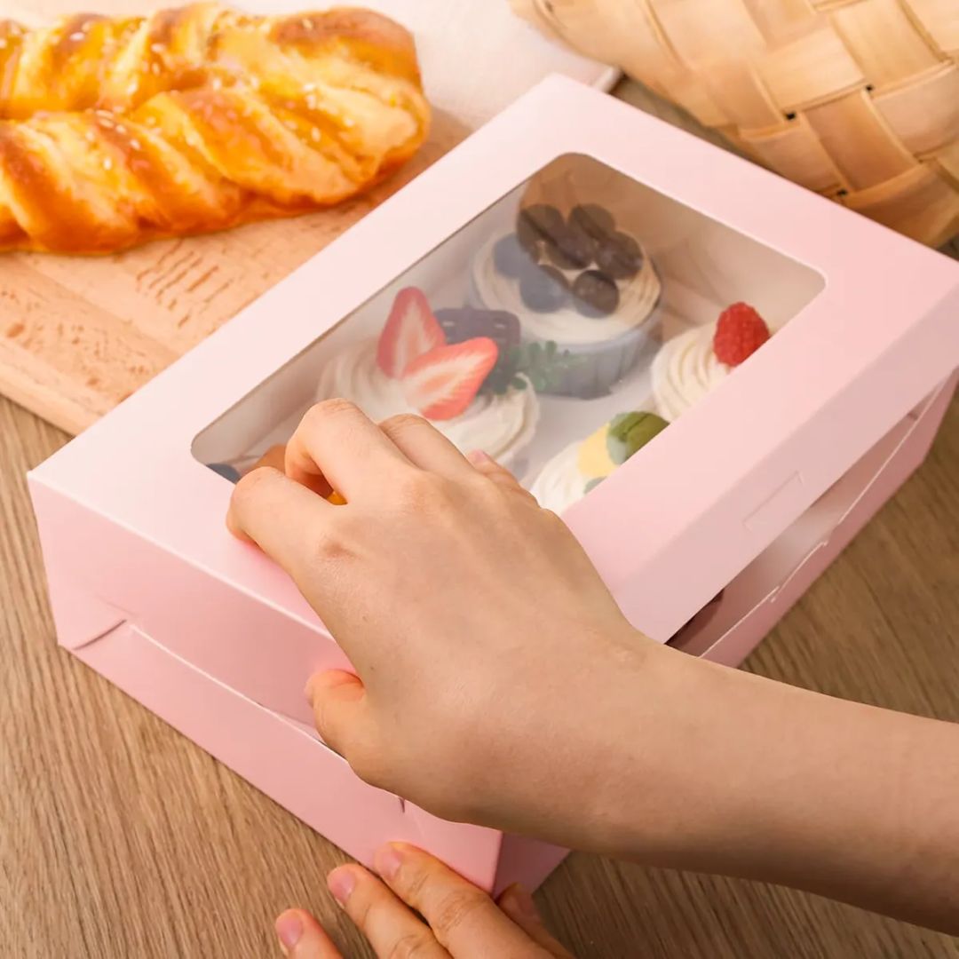 Caja Rosa Para Muffin 6 Cavidades