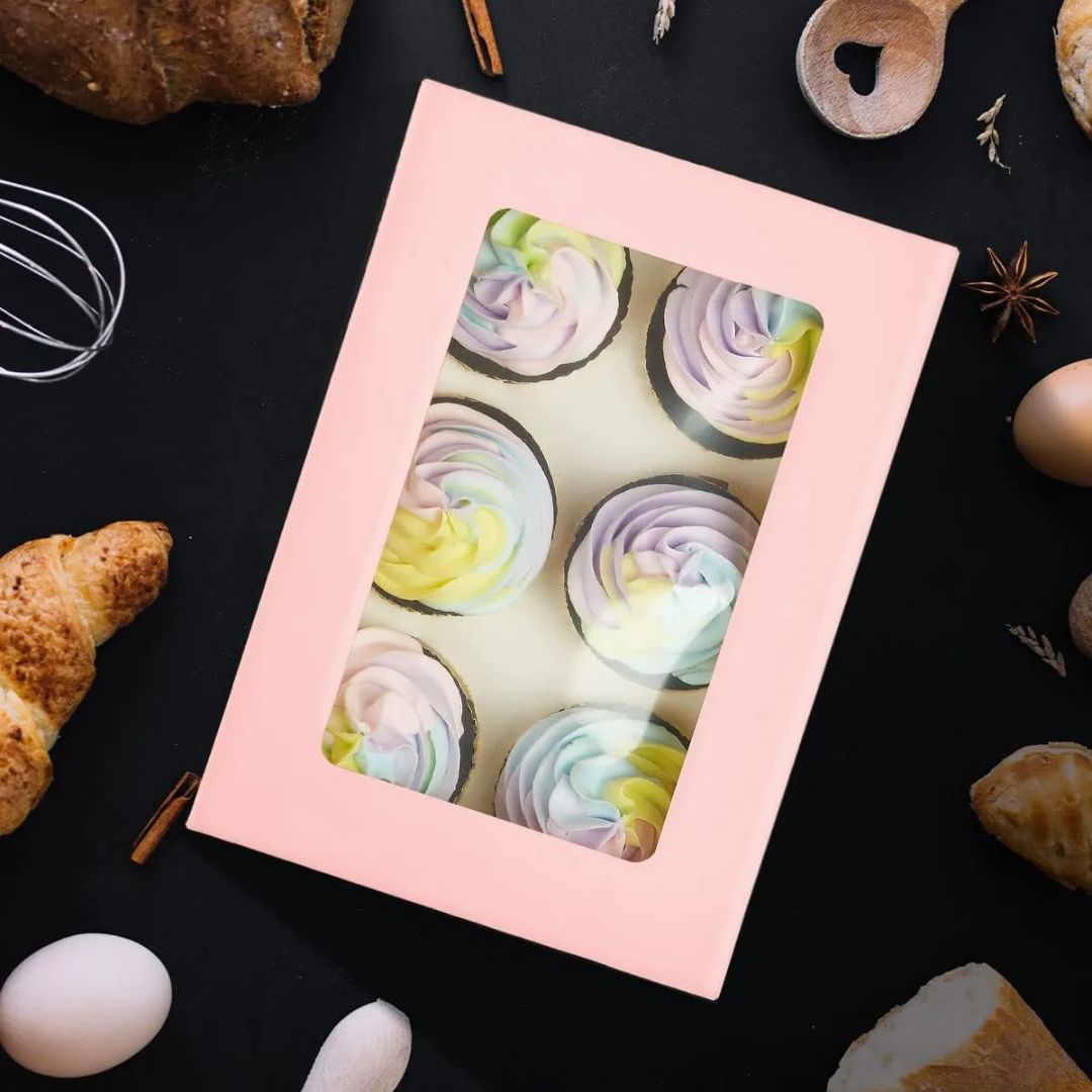 Caja Rosa Para Muffin 6 Cavidades