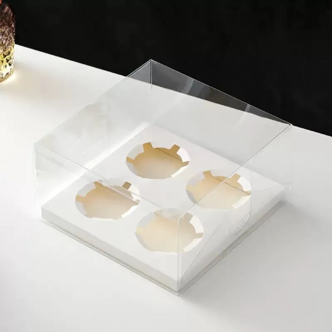Caja de Acetato para 4 Cupcakes 18x18.5x10cm