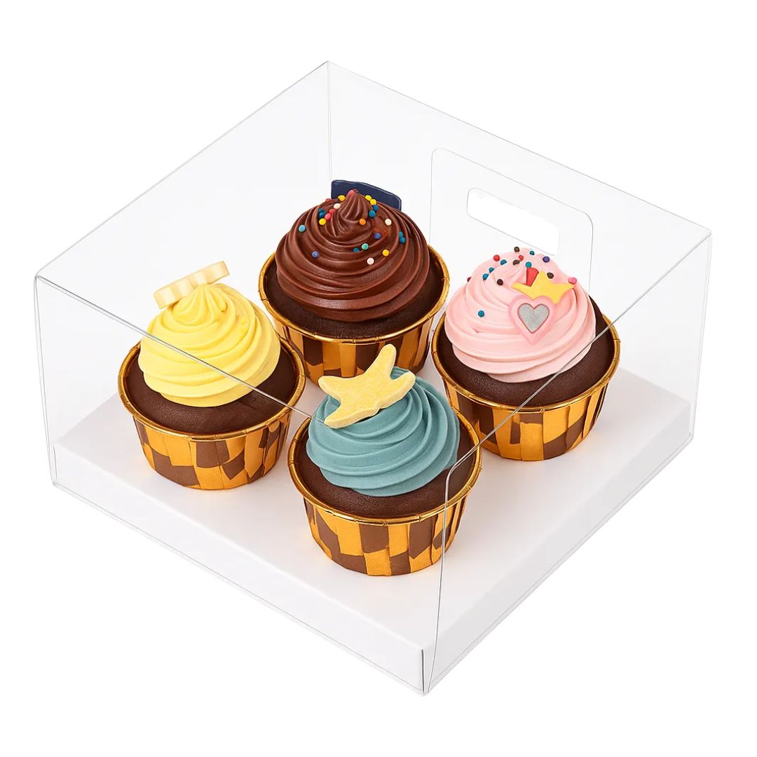 Caja de Acetato para 4 Cupcakes 18x18.5x10cm