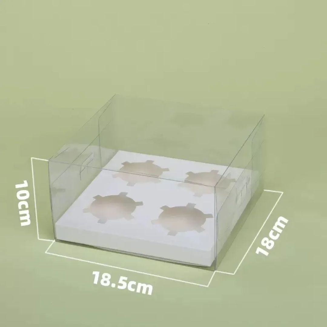 Caja de Acetato para 4 Cupcakes 18x18.5x10cm