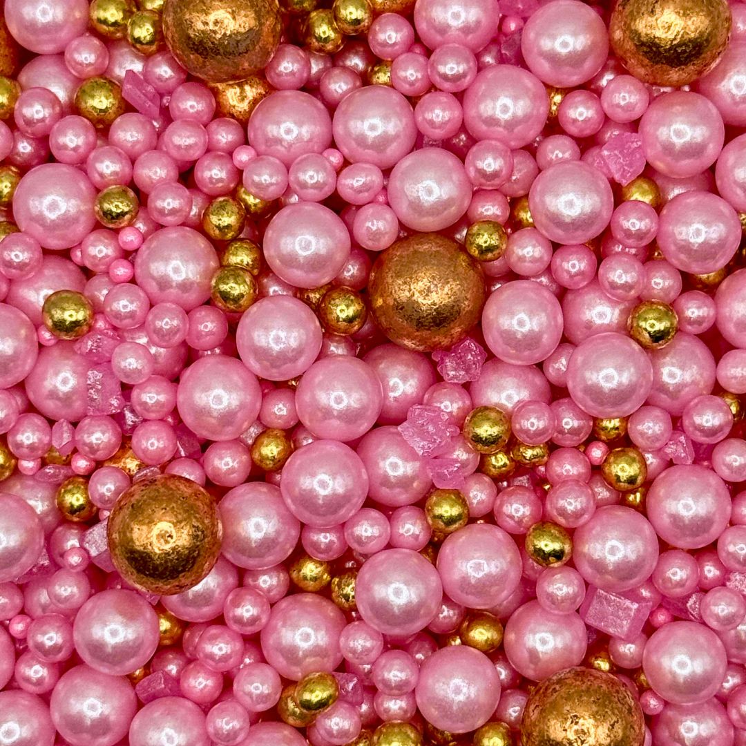 Can Cristal Perla Multicolor De Azucar, Rosa, Dorado, 50GR.