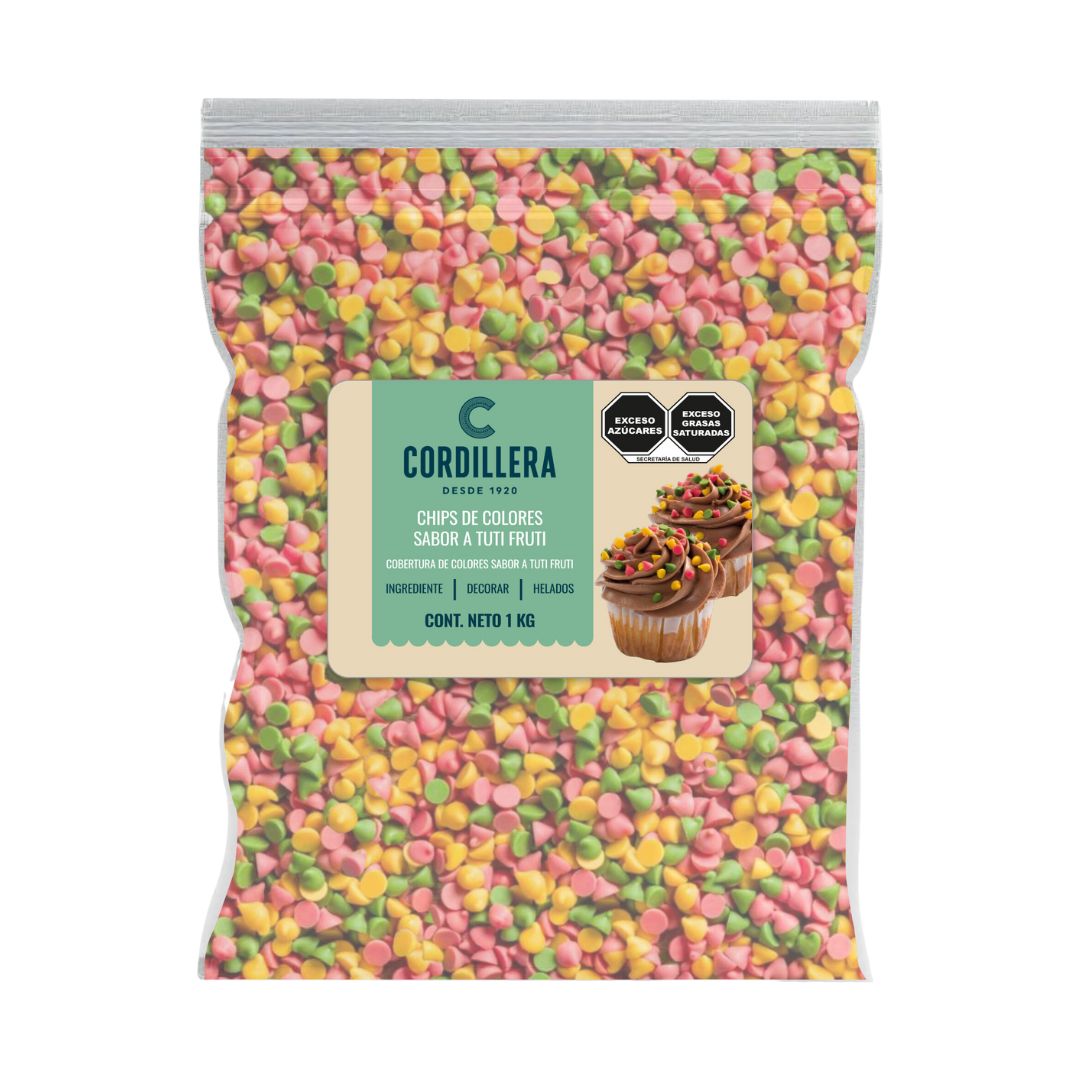 Chips Colores Tutti Fruti Cordillera, Bolsa 1 kg