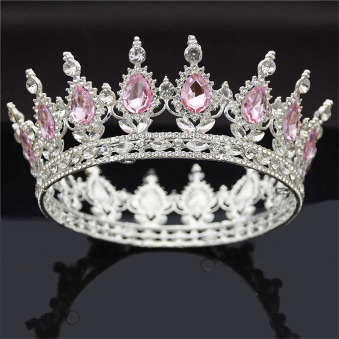 Corona Decorativa Jumbo Plata con Rosa 12x5.5 cm