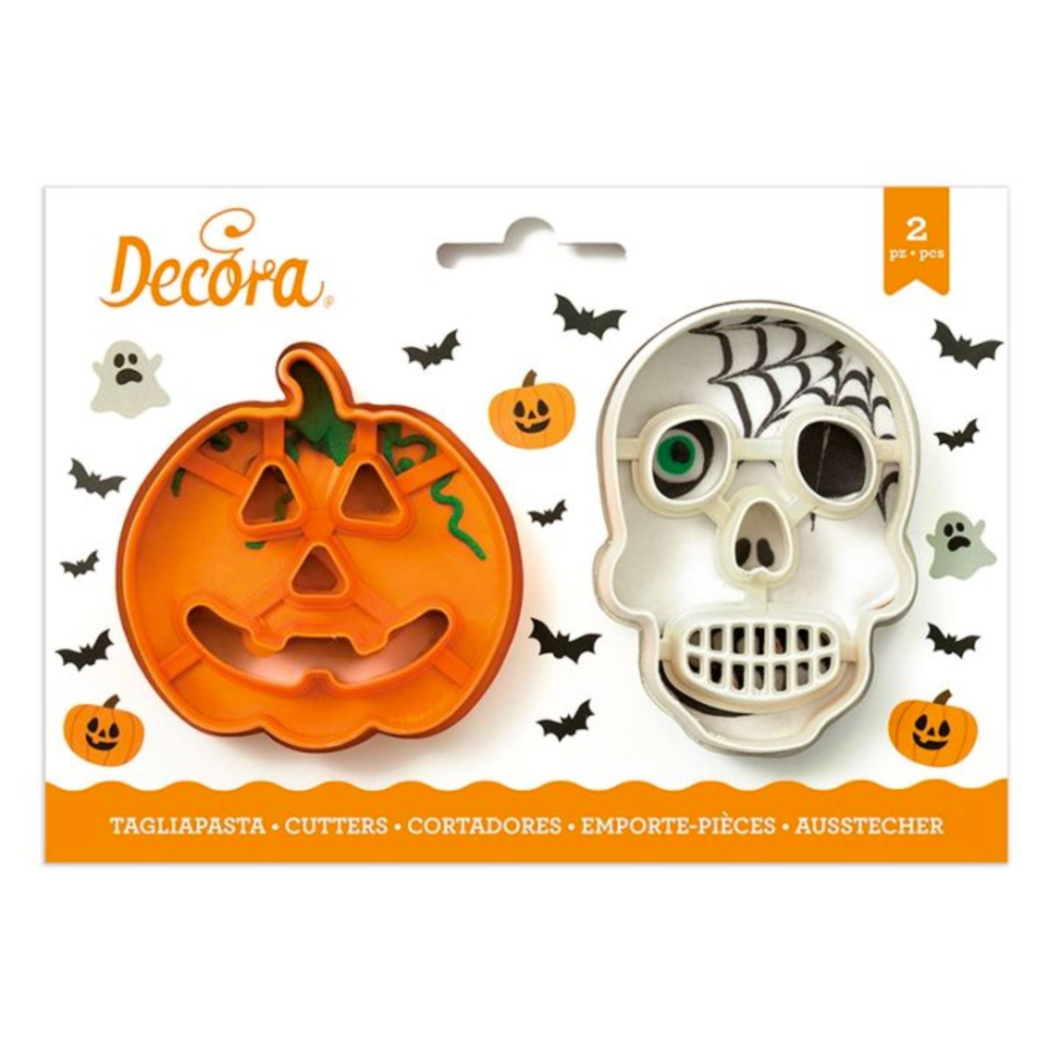 Cortadores Plastico Halloween Calavera Y Calabaza 2 Piezas, 8 Y 9cm