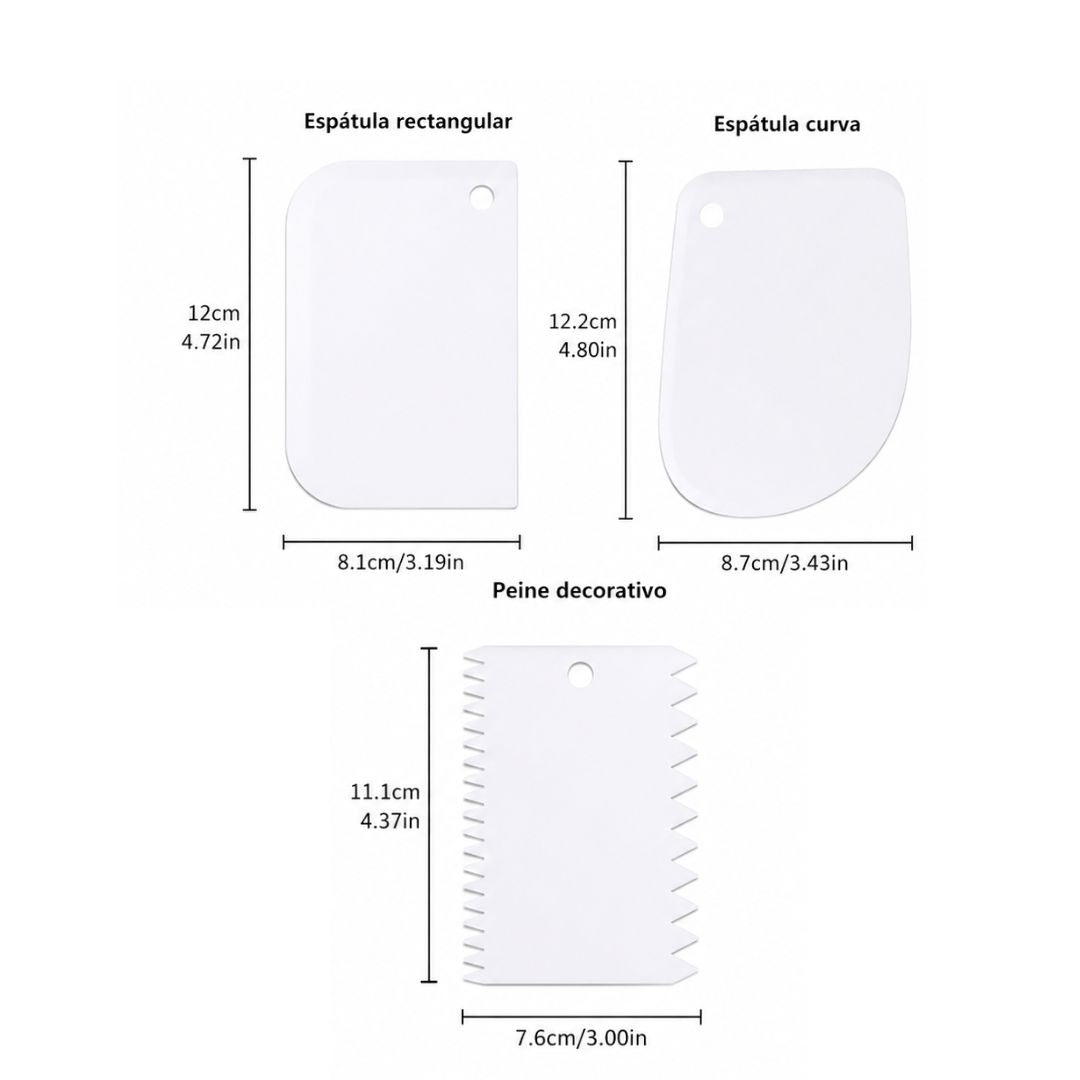 Juego De Raspas Decoradoras De Plastico 3 Piezas