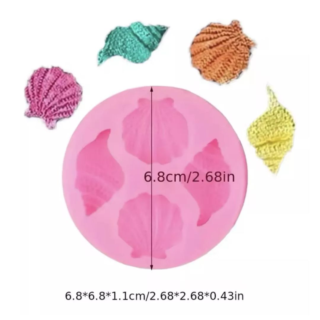 Molde Silicon Conchas Marinas x4