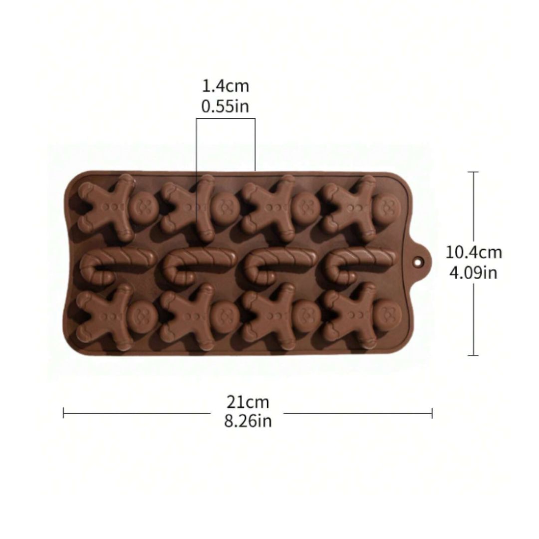 Molde Silicon Mini Galletas Gengibre, 12 Cav.