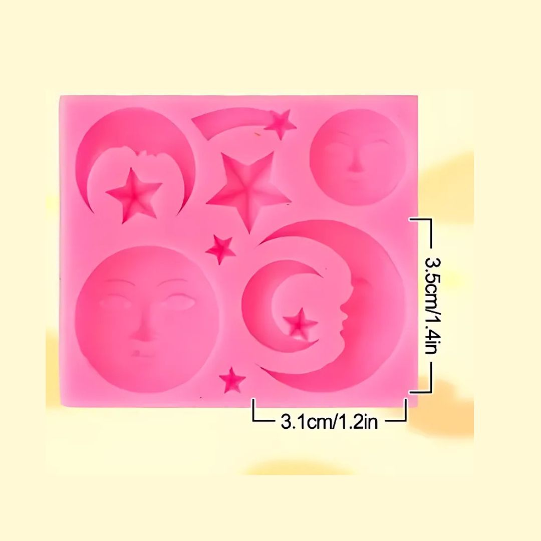 Molde Silicon Para Fondant Sol y Luna Chico