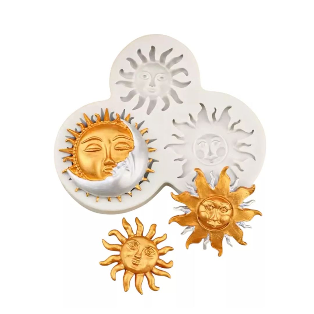 Molde Silicon Para Fondant Sol y Luna Grande