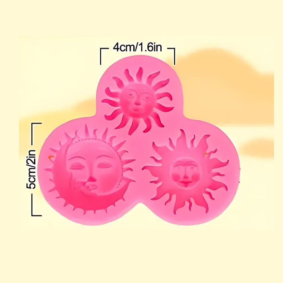 Molde Silicon Para Fondant Sol y Luna Grande