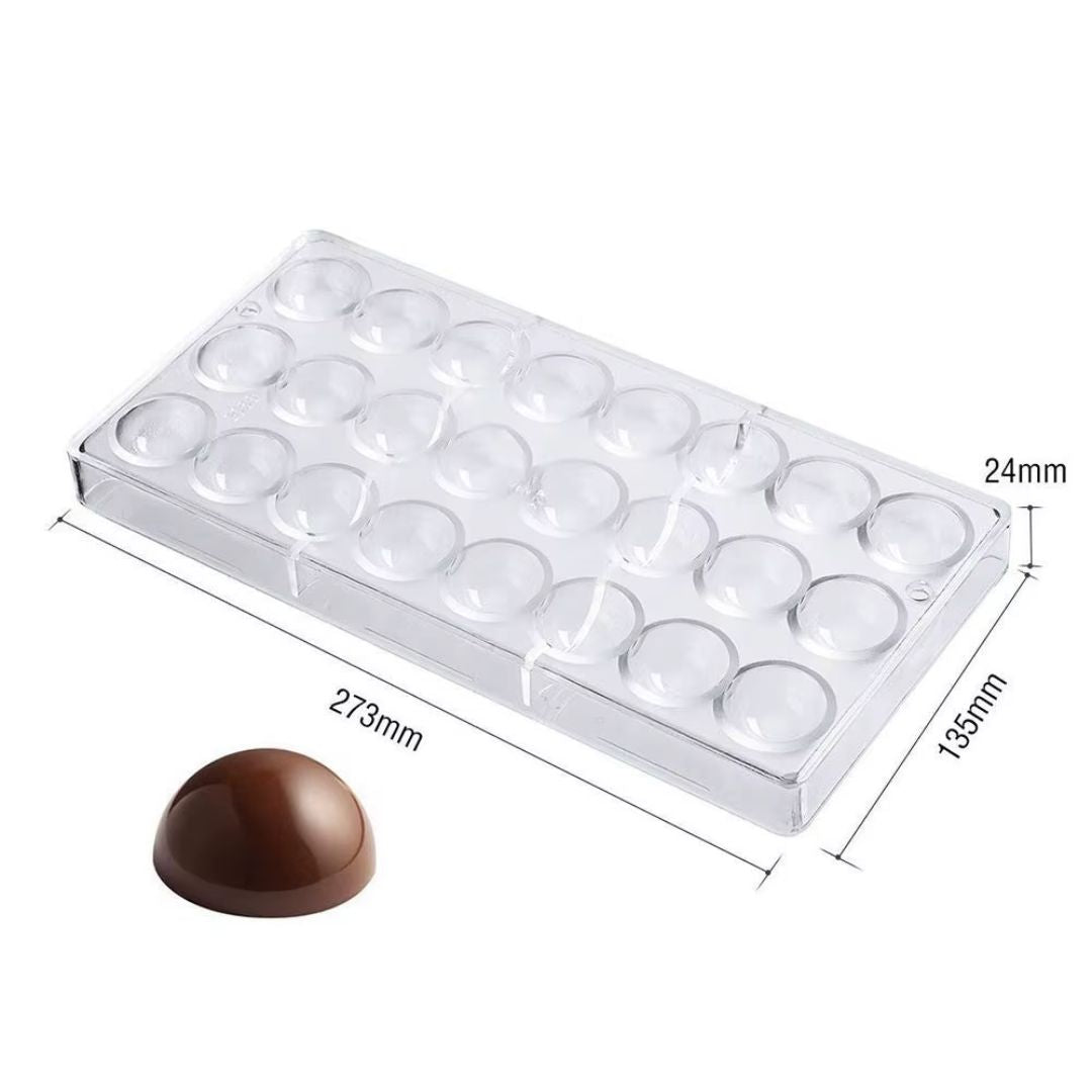 Molde de Policarbonato para Chocolate Media Esfera 24 Cavidades
