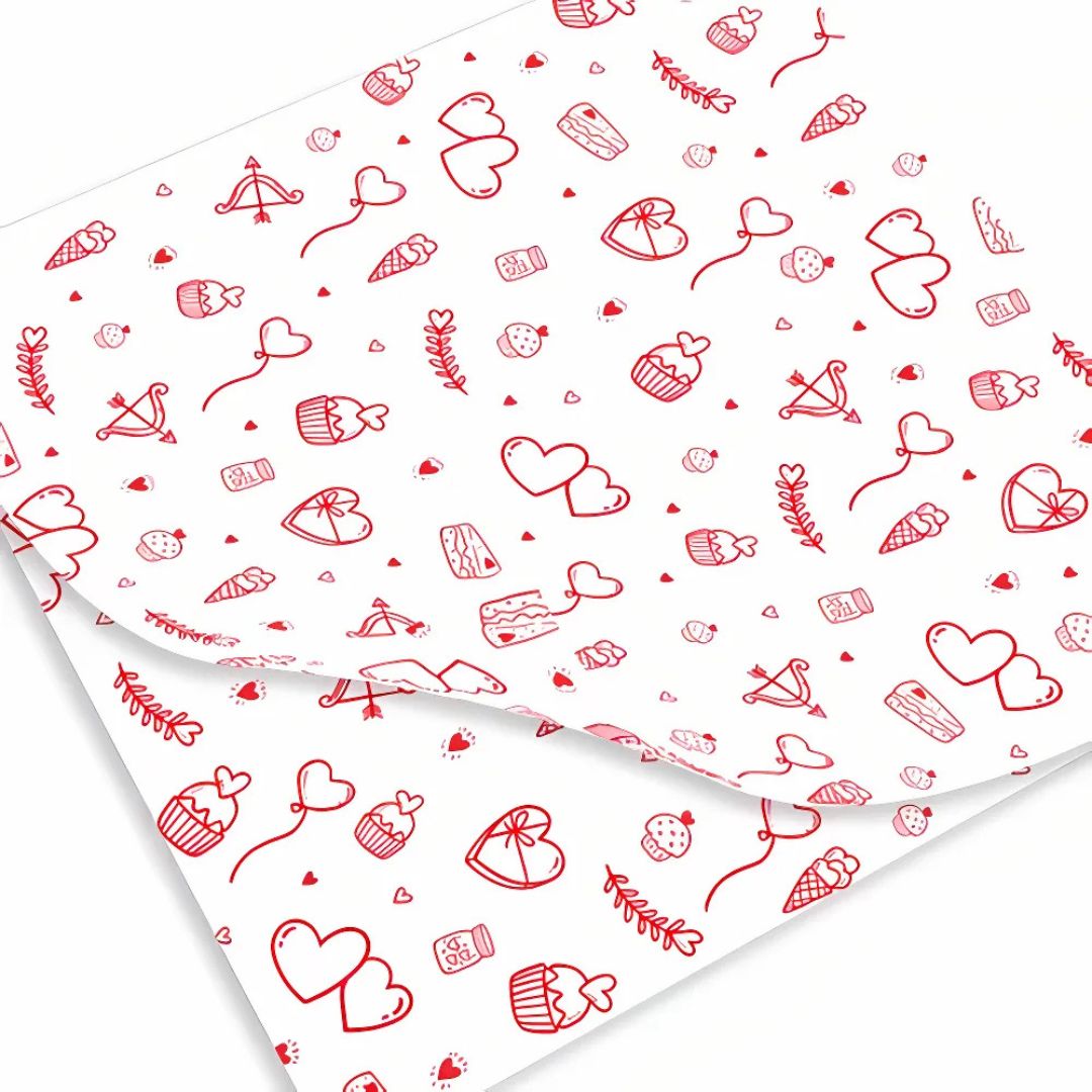 Papel Grado Alimenticio Decorado San Valentin, 50 Piezas