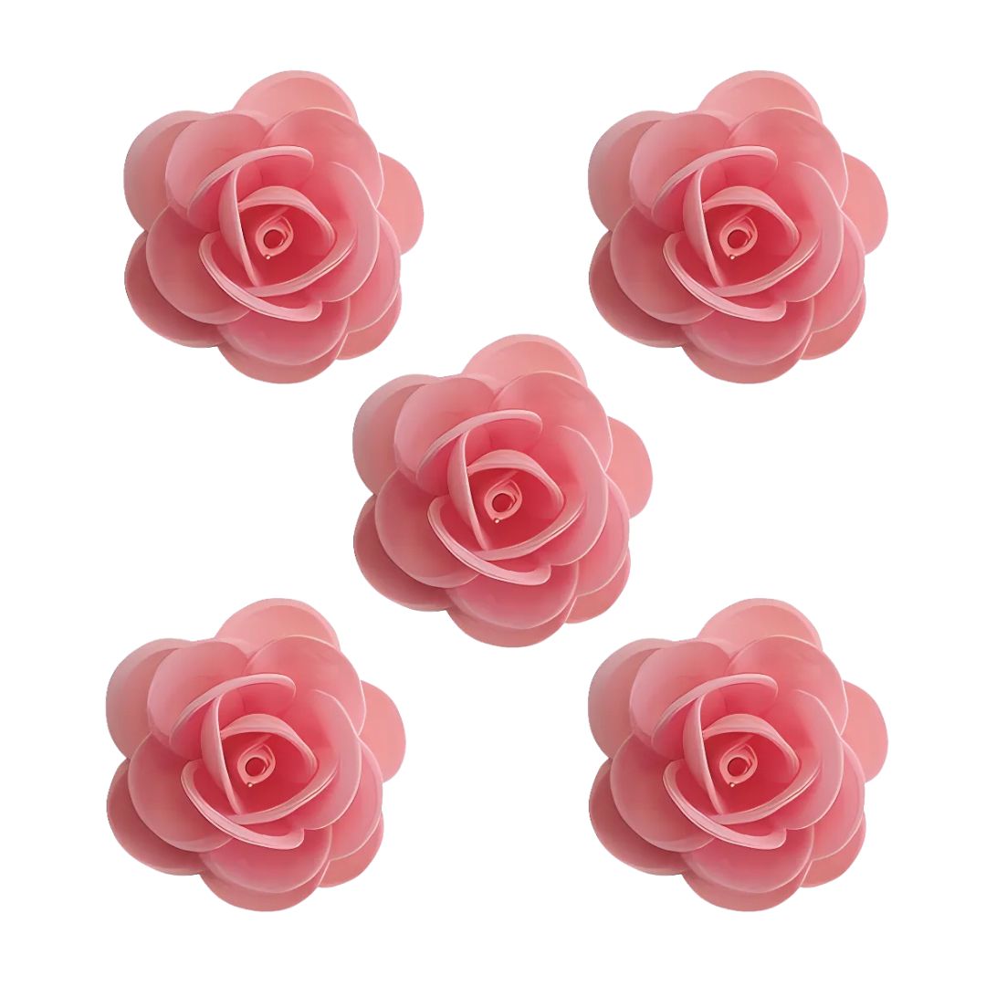 Rosa Rosa de Oblea 4.5cm 5 pzas